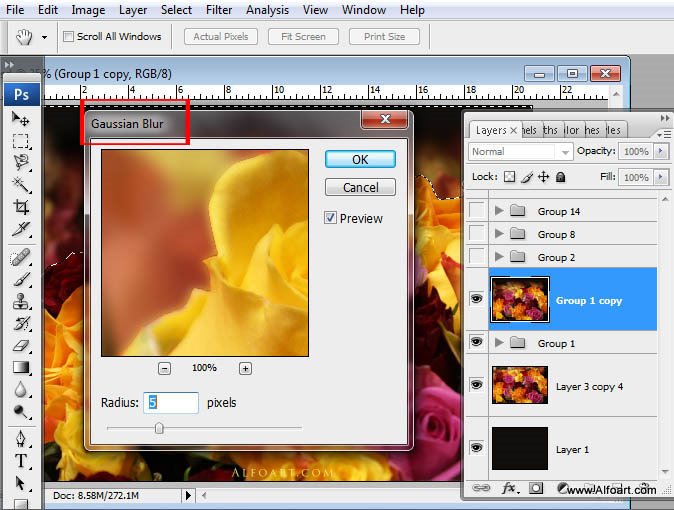 Awesome digital Roses bouquet splash effect in Photoshop